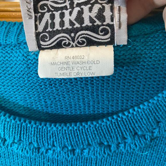 Vintage Nikki Knit Sweater Women’s Short Sleeve Blue Pullover Size L - Picture 6 of 6